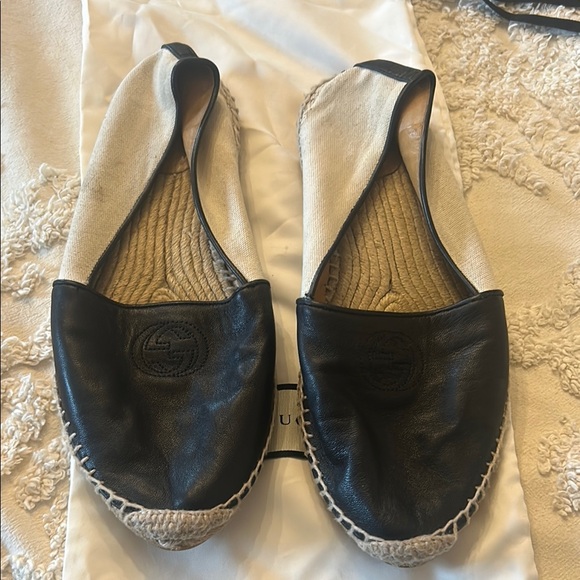 Black Leather Espadrilles - Picture 1 of 4